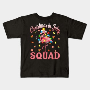 Flamingo Christmas In July Squad Funny Summer Xmas Kids T-Shirt